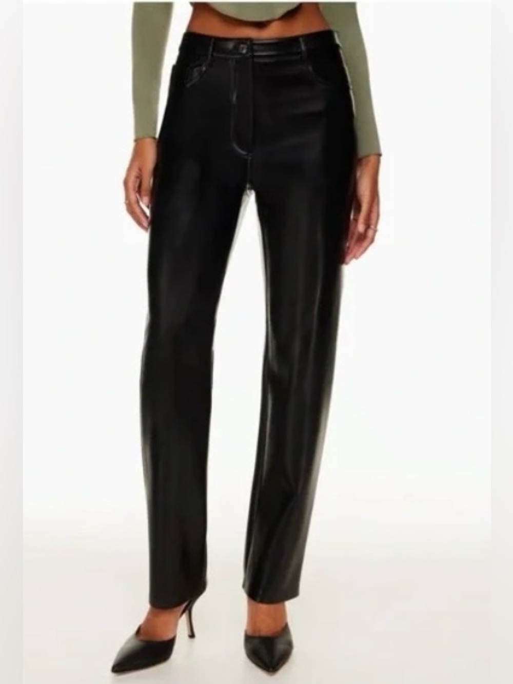 Aritzia Wilfred The Melina Black Vegan Leather Pants Size 2